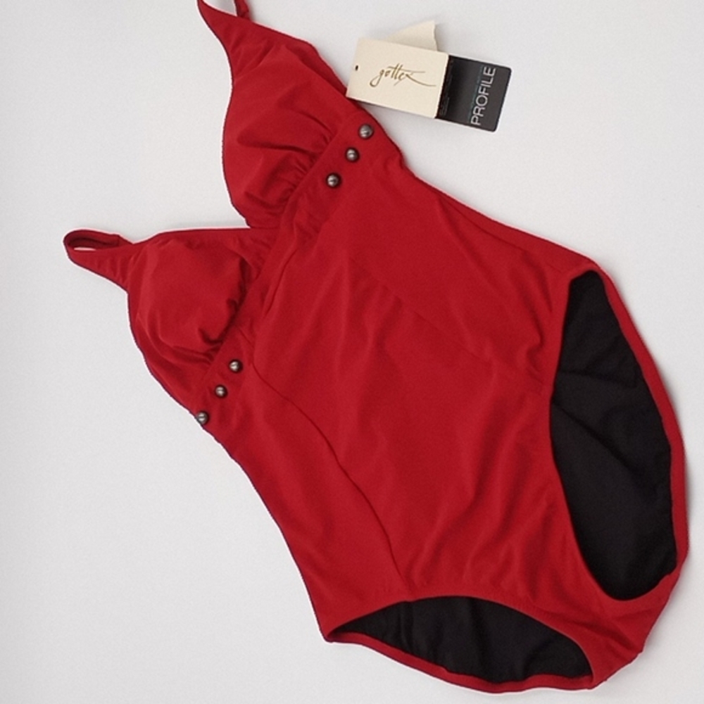 Profile by Gottex Belaire Studded One-Piece Swimsuit Paprika‎ Red 8